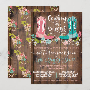 Invitation Cowboy ou Cowgirl Baby shower Genre Reveillez Invi