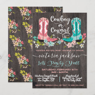 Invitation Cowboy ou Cowgirl Baby shower Sexe Révélation