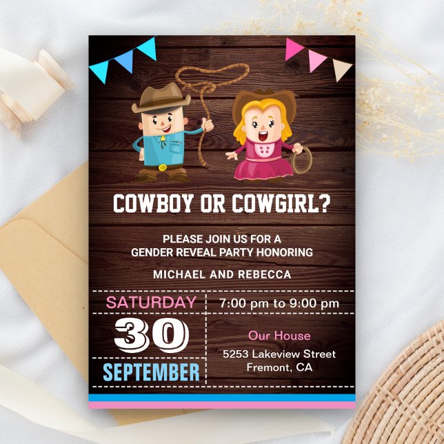 Invitation Cowboy ou Cowgirl Gender Revevela Party (Créateur téléchargé)