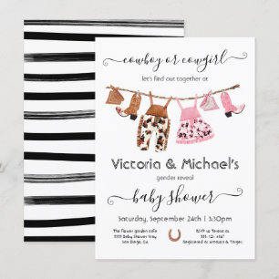 Invitation Cowboy ou Cowgirl Révéler Baby shower de ligne de 