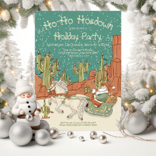 Invitation Cowboy Père Noël Holiday Hoedown Christmas Party