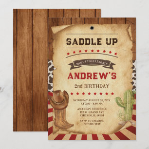 Invitation Cowboy personnalisé 2e anniversaire