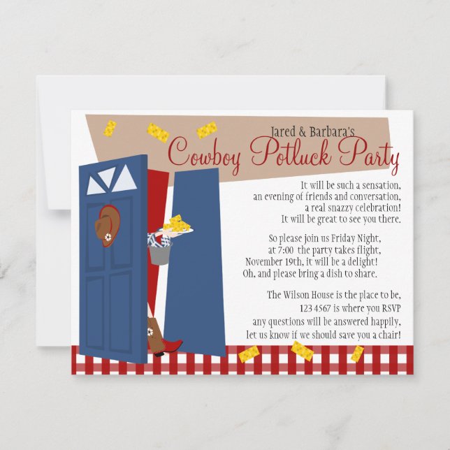 Invitation Cowboy Potluck Party (Devant)