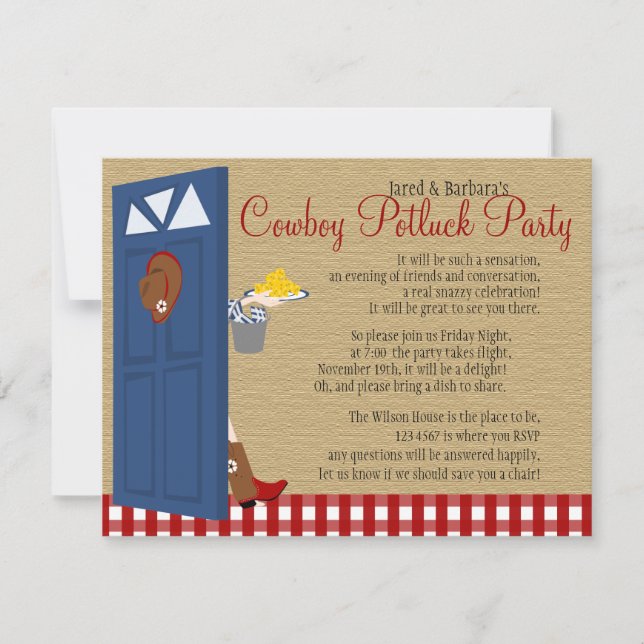 Invitation Cowboy Potluck Party (Devant)