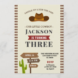 Invitation Cowboy Rodeo Western Salon Enfant garçon fête d'an