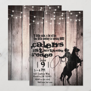 Invitation Cowboy Rustic Wood Barn Country 1er Birthday Party