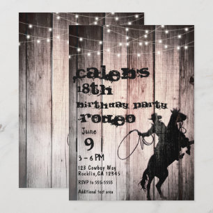 Invitation Cowboy Rustic Wood Grange Pays Fête d'anniversaire