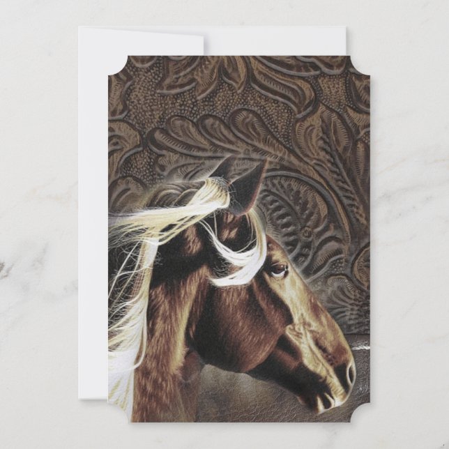 Invitation cowboy rustique western country horse mariage (Dos)