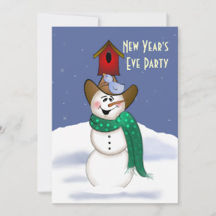 Invitation Cowboy Snowman fête de la Saint-Sylvestre