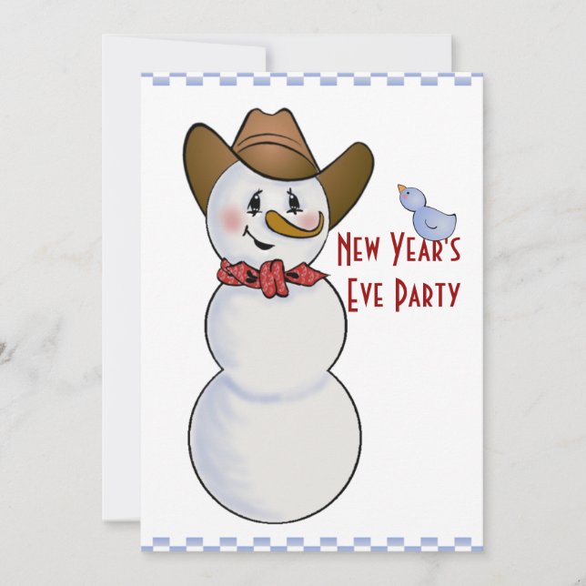 Invitation Cowboy Snowman Nouvel An (Devant)