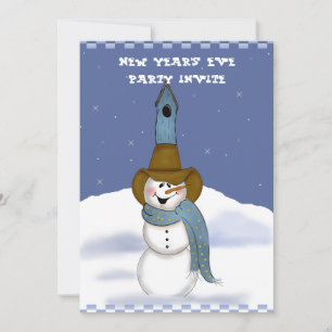 Invitation Cowboy Snowman Nouvel An