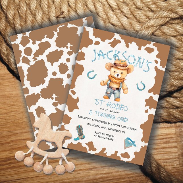 Invitation Cowboy Teddy Bear 1er Rodeo Vache motif Anniversai (Créateur téléchargé)