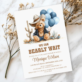 Invitation Cowboy Teddy Bear We Can Bearly Wait Baby Shower