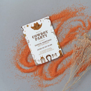 Invitation Cowboy Theme Anniversaire de enfant Party