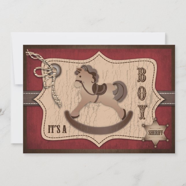 Invitation Cowboy Western Rocking Horse Baby shower (Devant)