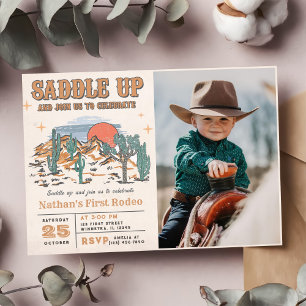 Invitation Cowboy Western Rodeo 1er fête d'anniversaire Photo