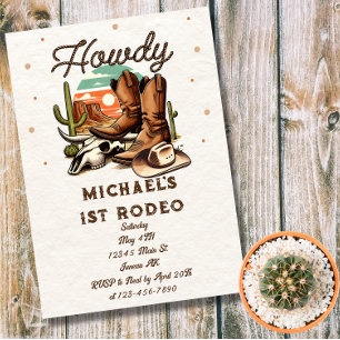 Invitation Cowboy Western Rodeo Enfants d'anniversaire