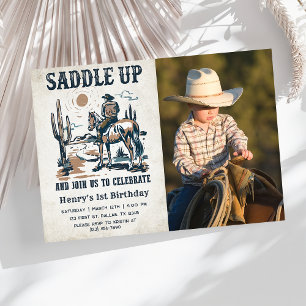 Invitation Cowboy Western Rodeo Wild West Photo Anniversaire