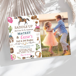 Invitation Cowboy Western Rustique fête d'anniversaire Photo