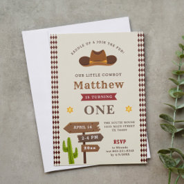 Invitation Cowboy Western Saloon 1er Baby Boy Wild Birthday
