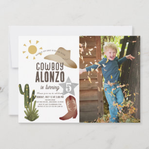 Invitation Cowboy Western Wild West Enfants Photo Anniversair