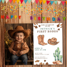 Invitation Cowboy Wild West 1er Rodéo fête d'anniversaire