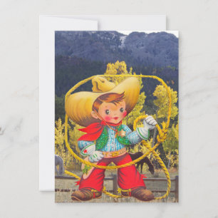 Invitation Cowboy Wild West Ajouter Détails du garçon Anniver
