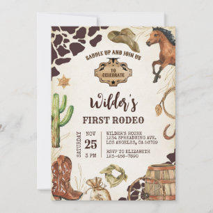 Invitation Cowboy Wild West Premier Rodéo Anniversaire