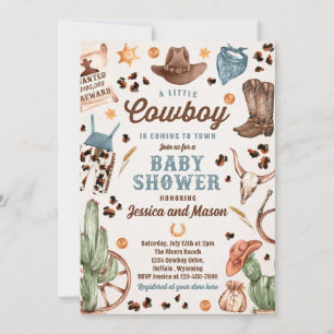 Invitation Cowboy Wild West Rodeo Ranch Baby shower garçon