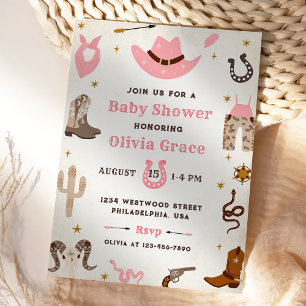 Invitation Cowboy Wild West Rodeo Western Girl Baby shower