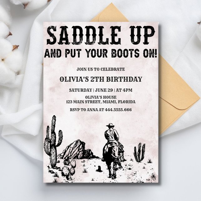 Invitation Cowboy Wild Western Anniversaire (Créateur téléchargé)