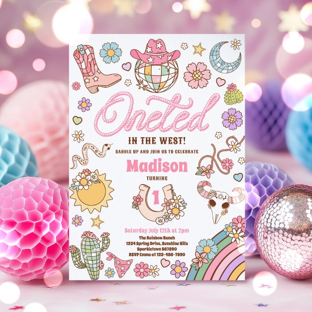 Invitation Cowgirl 1er Anniversaire Monté Dans La Partie Oues (Créateur téléchargé)