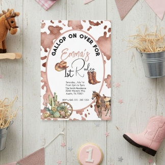 Invitation Cowgirl 1er Rodéo Empreinte Cowprint