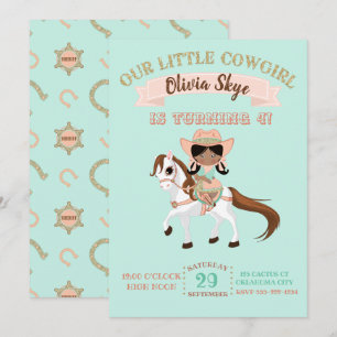 Invitation Cowgirl afro-américaine sur un cheval pour l'anniv