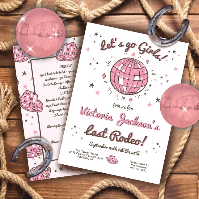Invitation Cowgirl Bachelorette Itinéraire Let's Go Girls Inv (Créateur téléchargé)