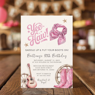 Invitation Cowgirl Birthday Boots & Bows 30th Birthday
