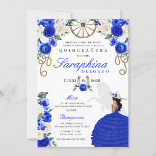Invitation Cowgirl bleu cordes Roses occidentaux Quinceañera