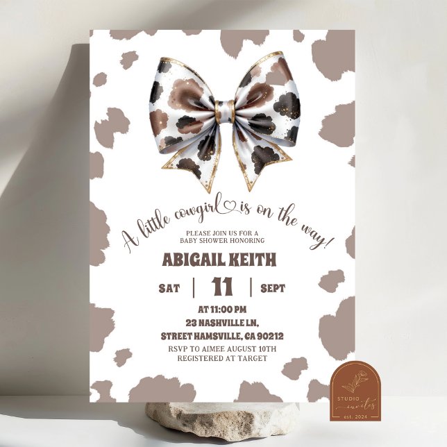 Invitation Cowgirl Bow Girl premier Baby shower de rodéo (Créateur téléchargé)