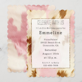 Invitation Cowgirl Crème rose Brown Cowhide