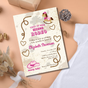 Invitation Cowgirl Deuxième Rodéo Howdy Baby Shower Sprinkle