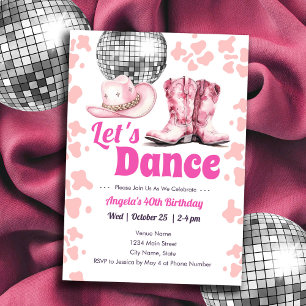 Invitation Cowgirl Disco 40e anniversaire PINK Dance Invitati