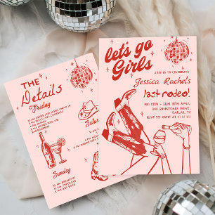 Invitation Cowgirl Disco Bachelorette Rodeo Week-end