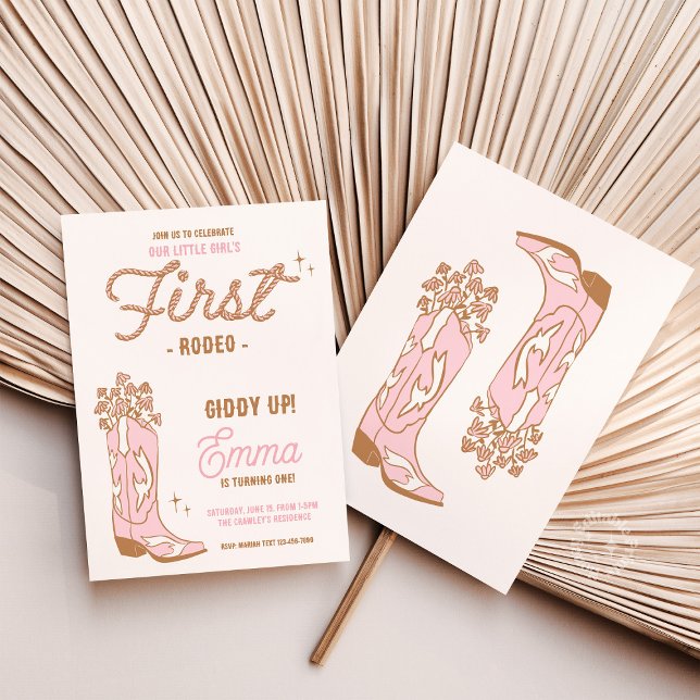 Invitation Cowgirl First Rodeo Boot Avec Fleurs (cowgirl first rodeo invite, western first birthday theme, boho cowgirl birthday decor, rustic rodeo )