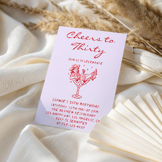 Invitation Cowgirl Martini Cheers to Thirty 30th Birthday