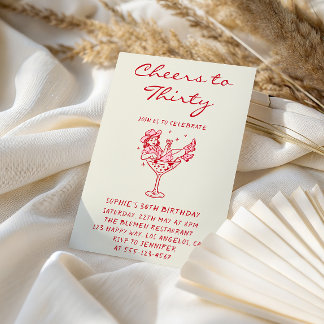 Invitation Cowgirl Martini Cheers to Thirty 30th Birthday