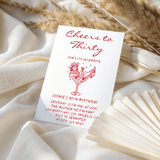 Invitation Cowgirl Martini Cheers to Thirty 30th Birthday