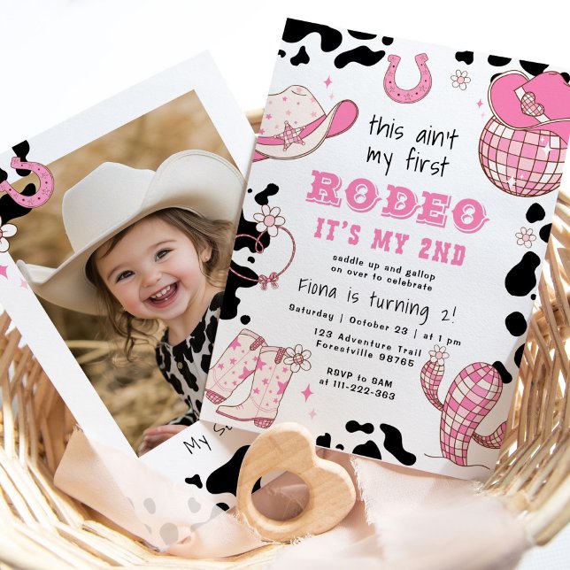 Invitation Cowgirl occidentale 2e Rodéo photo fête d'annivers (Créateur téléchargé)