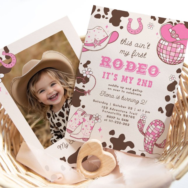 Invitation Cowgirl occidentale 2e Rodéo photo fête d'annivers (Créateur téléchargé)