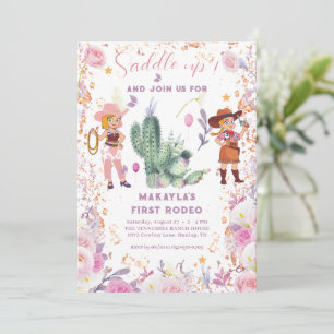 Invitation Cowgirl occidentale Floral Aquarelle premier anniv