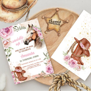 Invitation Cowgirl Party Cheval anniversaire